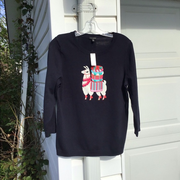 NWT Talbots Navy Blue Llama With Pom Pom Detail - Picture 2 of 5